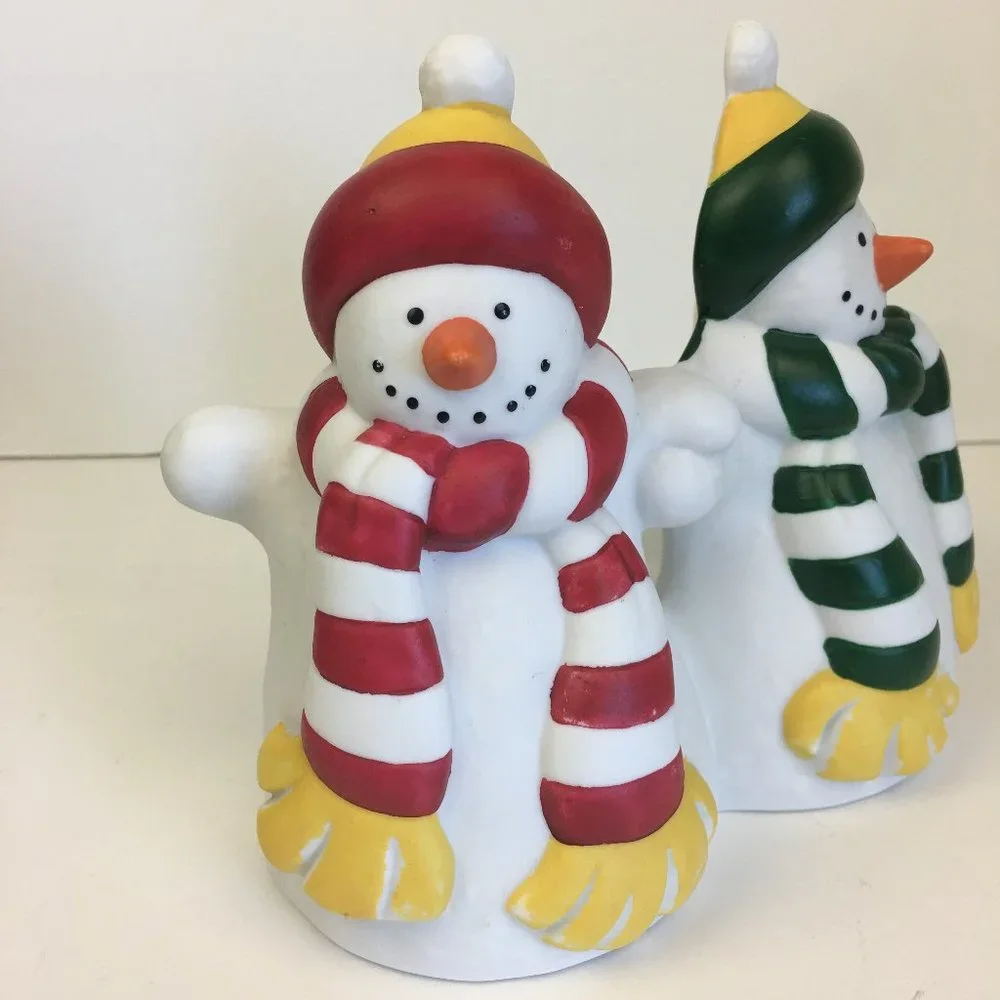 Vtg Partylite Snowman Xmas‎ Pillar Candle Holder